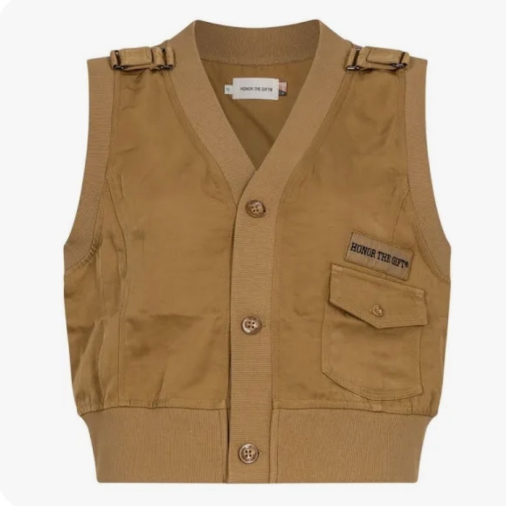 Honor The Gift Logo-Patch Shop Vest Khaki Military Style Women's Size Large